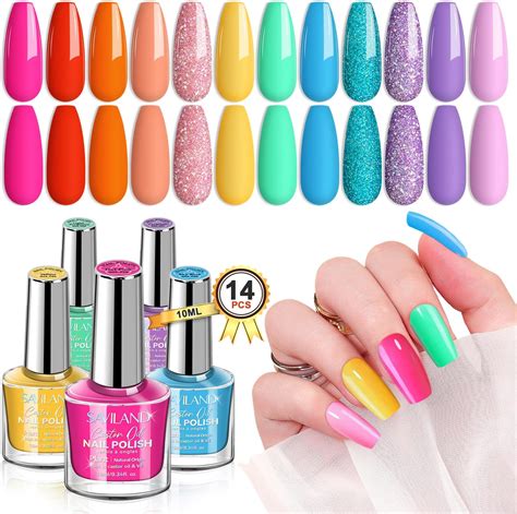 Amazon.com : Morovan Fingernail Nail Polish Set: 44PC Air Dry Nail Polish Kit whit 2in1 Base&Top ...