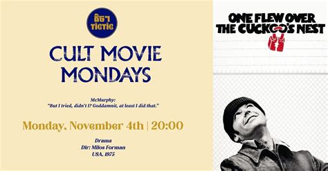 Cult Movie Mondays - One Flew over the Cuckoos Nest, TicTic Cambodia ...