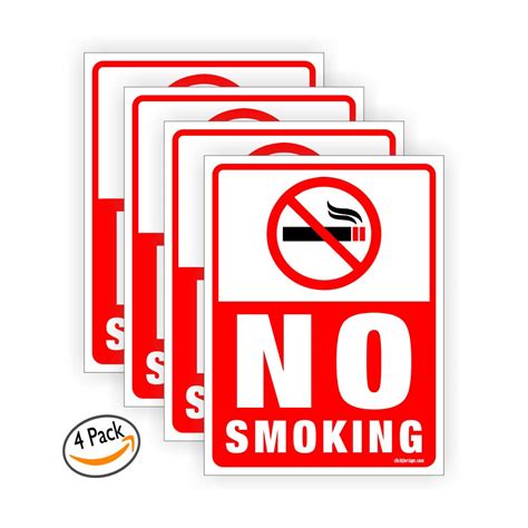 clickforsign No Smoking Sign Board - 4 Pieces - Rust Free - Clear And ...