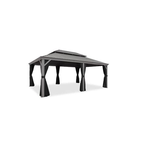 PURPLE LEAF 20-ft x 14-ft Gazebo Rectangle Light Grey Metal Steel Roof ...