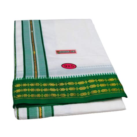 MPS COTTON COOL Men's Dhoti 9x5 cotton dhoti+Angavastram towel set ...