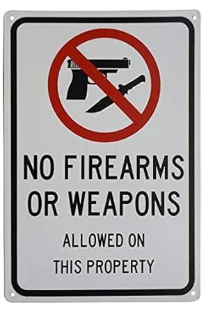 LASMINE Funny Gun Sign No Firearms Guns Or Weapons Allowed on This ...