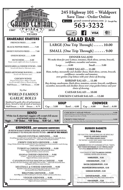 Grand Central Pizza menus in Waldport, Oregon, United States