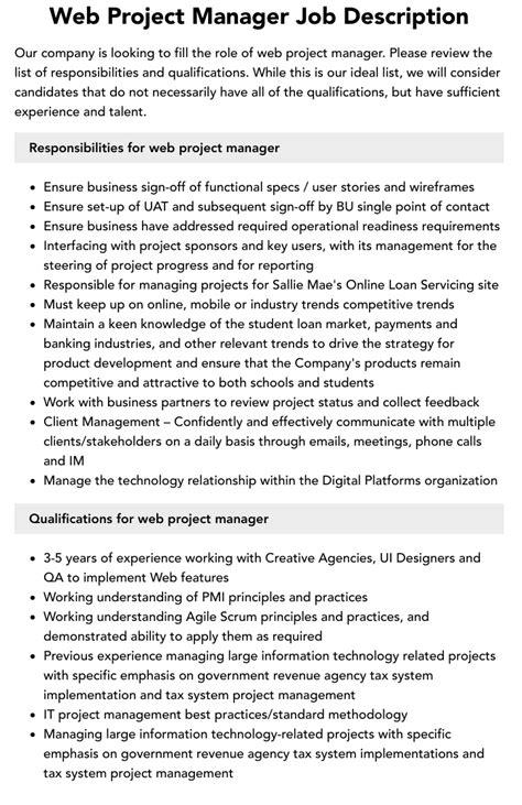 Image result for Project Manager Web Design Role
