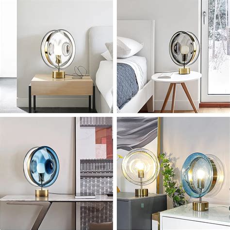 Buy CEKUXPS Round Glass Table Lamps for Bedroom, Modern Table Lamps for ...