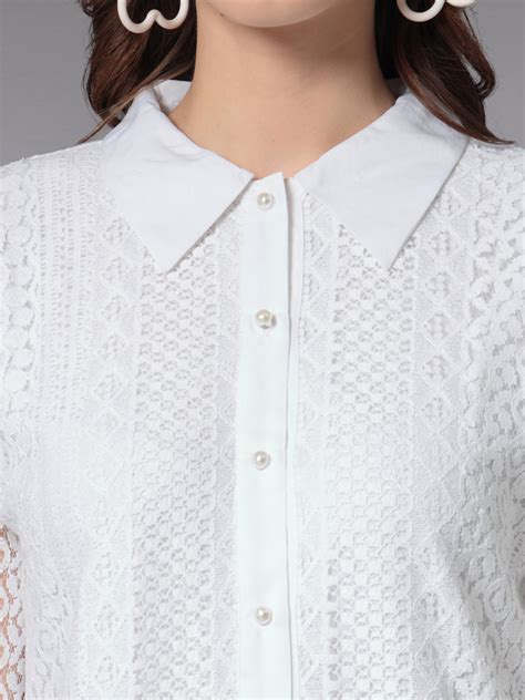 Style Quotient Women White Lace Smart Fit Long Sleeve Shirt – StyleQuotient