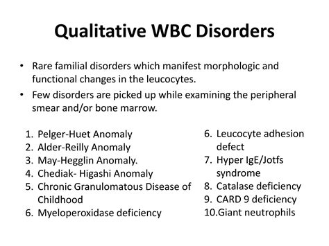 Benign White blood cell (WBC) Disorders | PPTX
