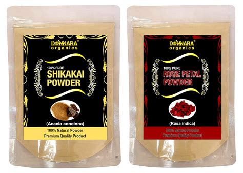 Donnara Organics 100% Pure & Natural Shikakai Powder and Rose Petal ...