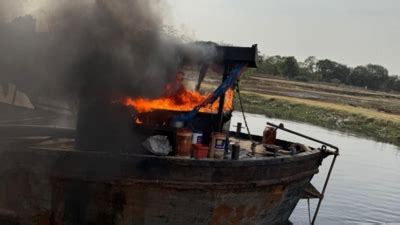 Revenue department destroys illegal sand mining equipment worth Rs 57 ...