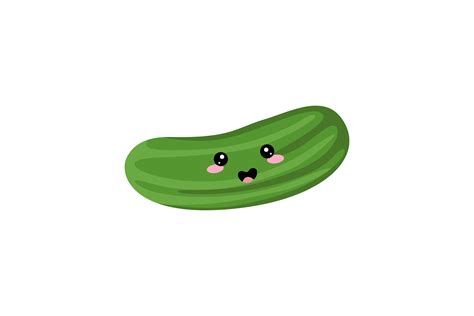 The Pretty Green Cucumber Kawaii Illustration par vianaraart1 ...
