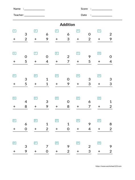 Image result for Single Digit Addition Timed Test