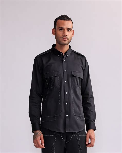 POCKET DETAIL EMBROIDERED SHIRT – countrymade.in