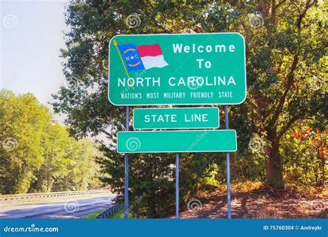 Welcome To North Carolina Road Sign Stock Photo - Image of state ...