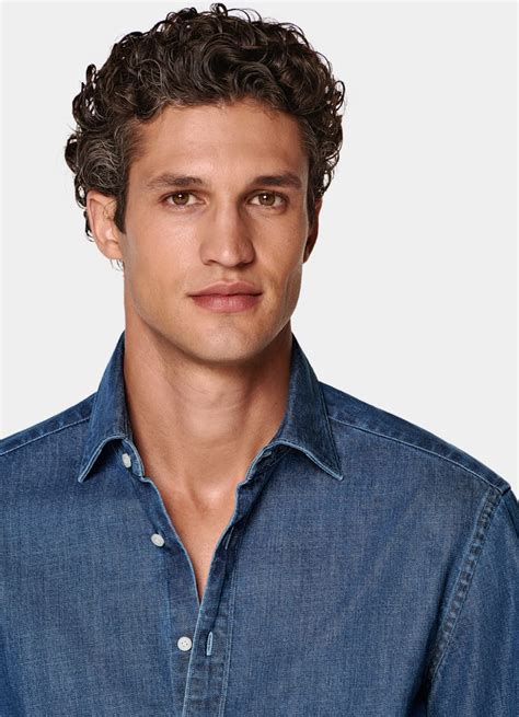 Dark Blue Denim Shirt in Egyptian Cotton Denim | SUITSUPPLY