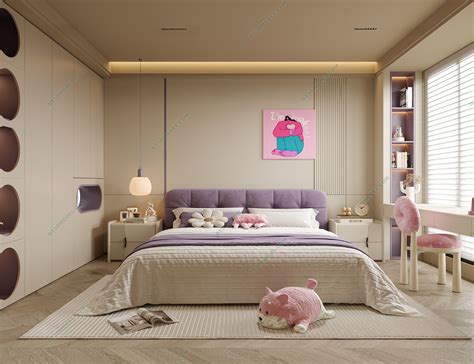 Kid Bed 3D Model – Bedroom 045 | SketchUp Children Bed Furniture Desig ...