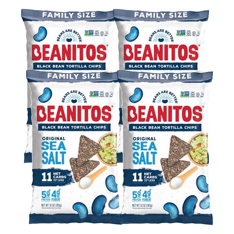 Beanitos Original Sea Salt Black Bean Chips - 4 Pack (10 oz) - Vegan ...