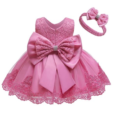 Adeawade Girls Dresses 0-3 Months Round Neck Lace Dress For Baby Summer ...
