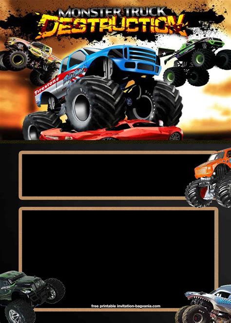 Free printable monster truck birthday invitation templates – Artofit