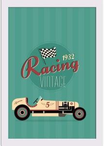 Vintage Car D12 Paper Poster White Frame | Top Acrylic Glass 13inch x ...