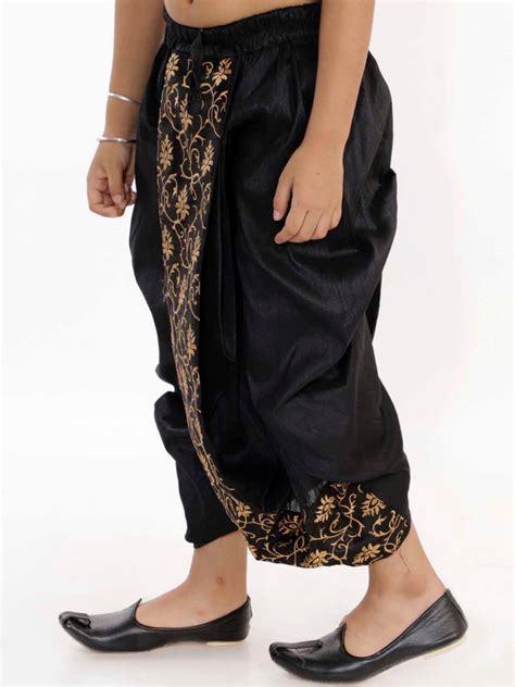 VASTRAMAY Boys' Black Silk Blend Embroidered Dhoti – vastramay