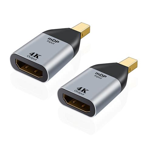 AreMe Mini DisplayPort to HDMI Adapter (2 Pack), 4K UHD (2K 60Hz, 1080p ...