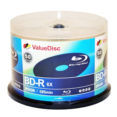 Value Disc BD-R 6X 25GB Blu-Ray 50 Pack Blank Discs in Spindle. Made in ...