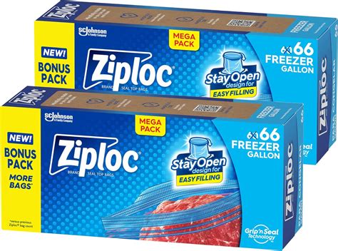 Amazon.com: Ziploc Gallon Food Storage Freezer Bags, Stay Open Design ...