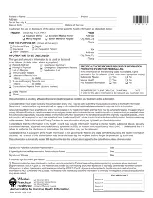Patient Health Information Release Form - Blank Fillable Template ...