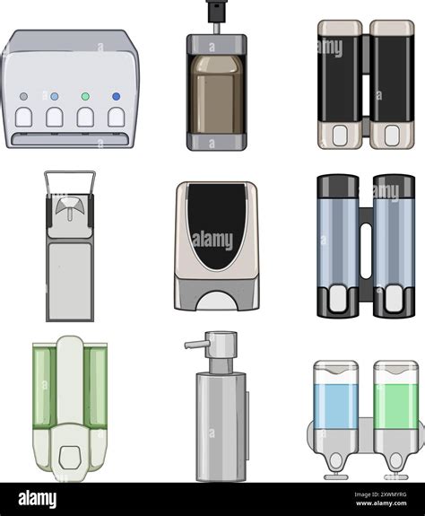 wall soap dispenser set cartoon vector illustration Stock Vector Image ...