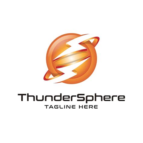 Thunder power and sphere logo | Premium Vector