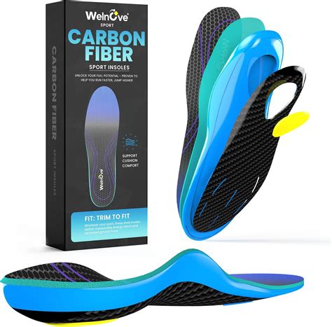 Amazon.com: Carbon Fiber Sport Insoles with Arch Support - Welnove Shock Absorbing Performance ...