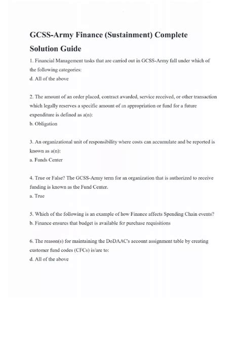 GCSS-Army Finance (Sustainment) Complete Solution Guide - GCSS-Army ...