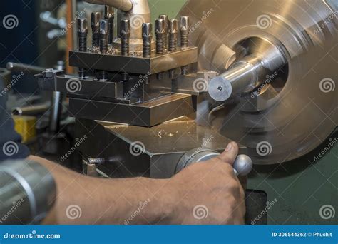 The Machine Operator Working the Lathe Machine Stock Photo - Image of ...