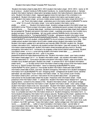 Fillable Online fsst Student Information Sheet Template PDF ...