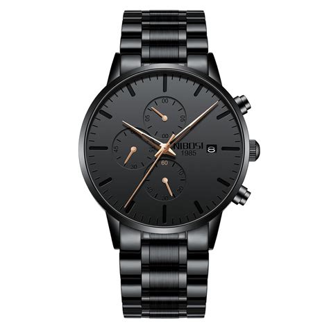 NIBOSI Men's Watches Analog Minimalist Black Dial Watches for Men ...
