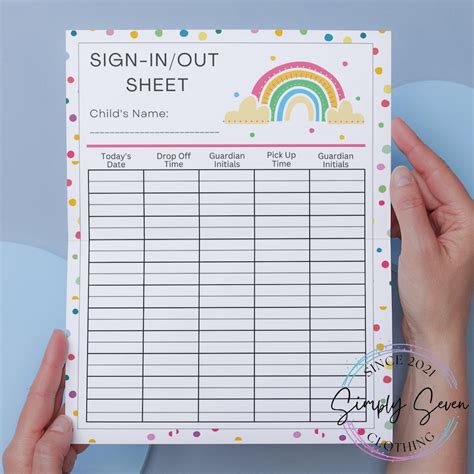 Printable Daycare Sign in Sheet Instant Download Sign in Sheet Daycare ...