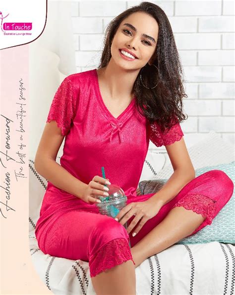 Dark Pink Satin Night Suits Set Nightwear for Woman – Stilento