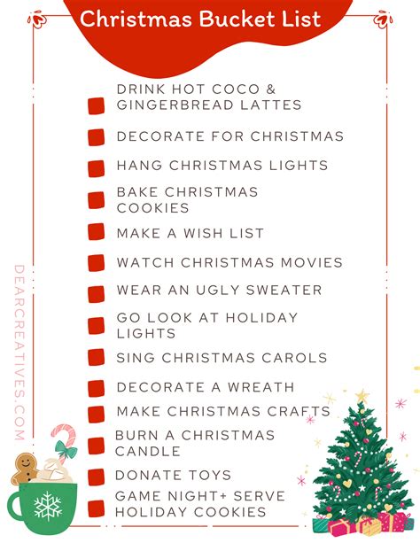 Christmas Bucket List Printable at Garrett Kirk blog