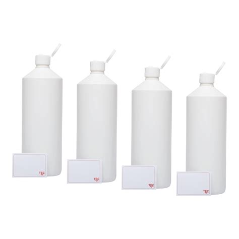 Buy TEC Plastic Bottles Empty Containers 1 Litre 4 Pack HDPE 28mm Neck ...