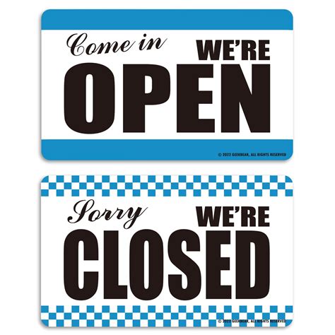Buy GEEKBEAR Open Closed Sign (02. Blue Checkerboard) - All in One ...