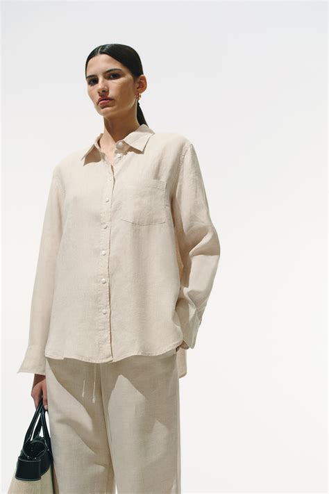 Linen shirt - Light beige - Ladies | H&M IN