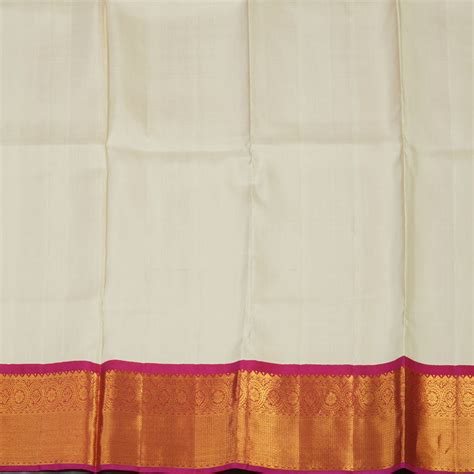 Hayagrivas Handloom Half White Kanjivaram Pattu Pavadai with Rani Pink ...