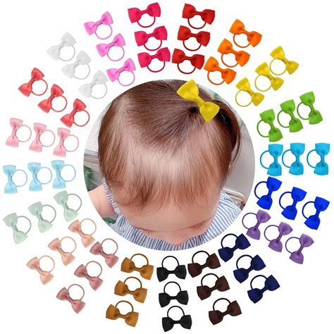 Dxhycc 60pcs Baby Girls Bow Elastic Hair Ties, Tiny Hair Bows with ...