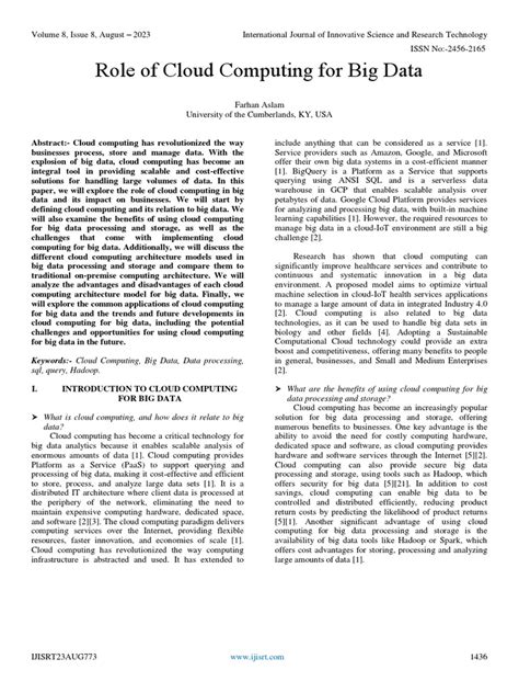 Role of Cloud Computing For Big Data | PDF