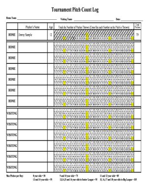 2017-2026 Form Tournament Pitch Count Log Fill Online, Printable ...