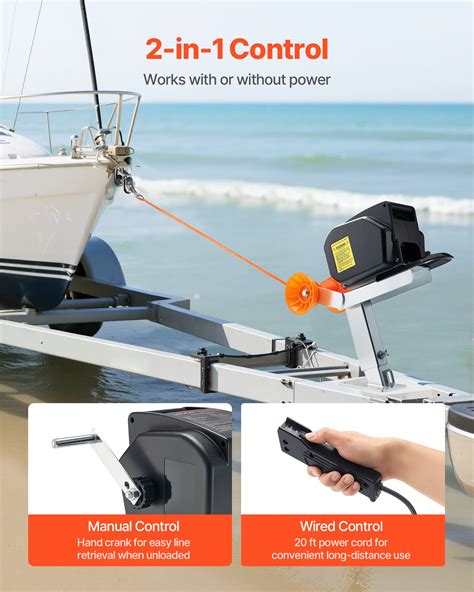 VEVOR Electric Boat Winch, 12V DC 300W, Reversible Electric Trailer Winch for Boats Up to 2000 ...