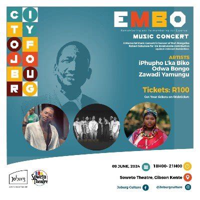 EMBO Music Concert, Soweto Theatre, 9 June 2024 | AllEvents.in