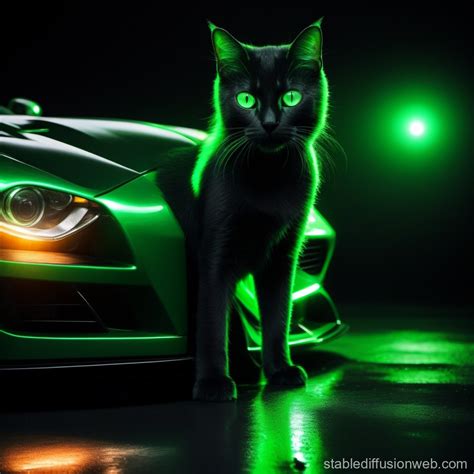 Sportscar Headlights in Cat's Eyes | Stable Diffusion Online
