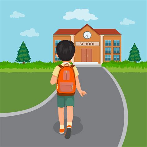 Boy Going To School Cartoon