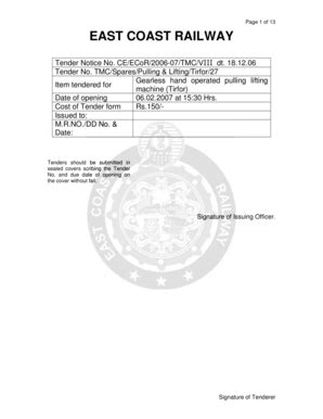 Fillable Online TMC/Spares/Pulling & Fax Email Print - pdfFiller